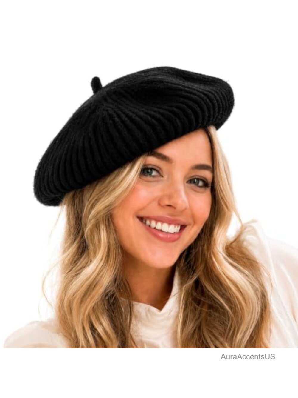 Women's French Beret Hat Soft Warm Chunky Knit Parisian Style